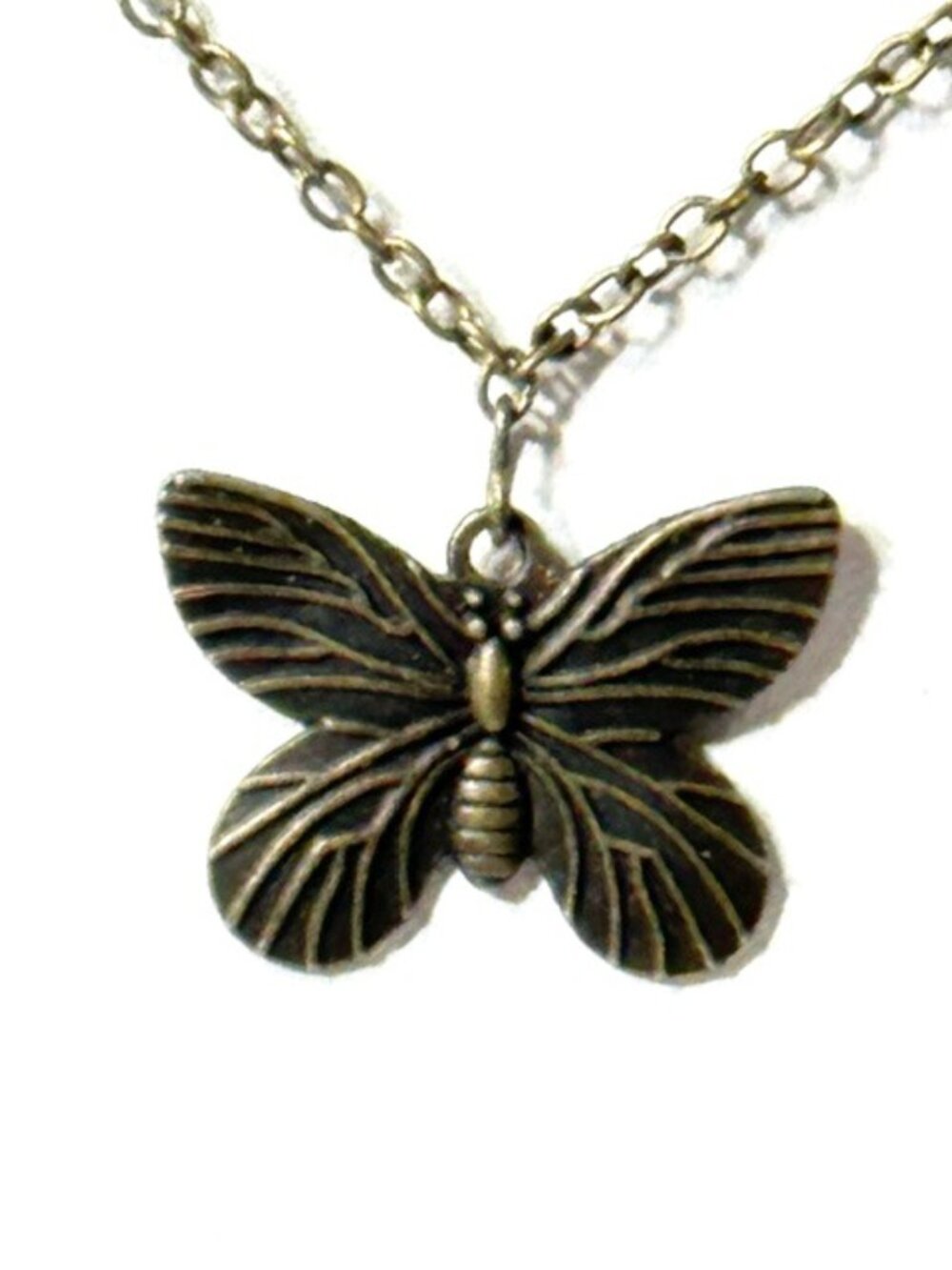 16" bronze-tone butterfly necklace.